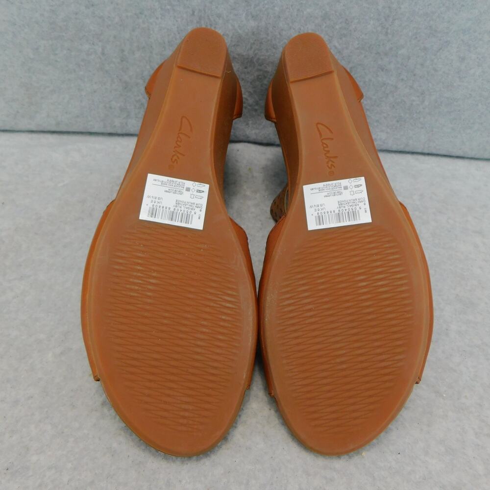 Clarks Women's Shoes Abigail Ruby Perforated Leather Dark Tan Sandal Size 8.5W - Picture 11 of 13